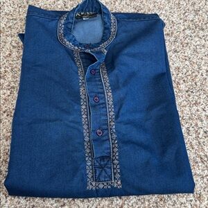 Mens Navy Blue Long Sleeve kurta top